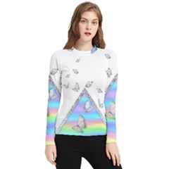 Minimal Holographic Butterflies Women s Long Sleeve Rash Guard