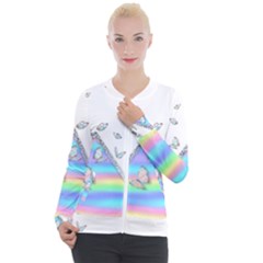 Minimal Holographic Butterflies Casual Zip Up Jacket