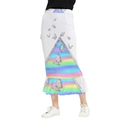 Minimal Holographic Butterflies Maxi Fishtail Chiffon Skirt by gloriasanchez