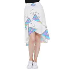 Minimal Holographic Butterflies Frill Hi Low Chiffon Skirt by gloriasanchez