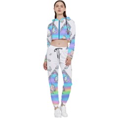 Minimal Holographic Butterflies Cropped Zip Up Lounge Set by gloriasanchez