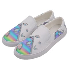 Minimal Holographic Butterflies Men s Canvas Slip Ons by gloriasanchez