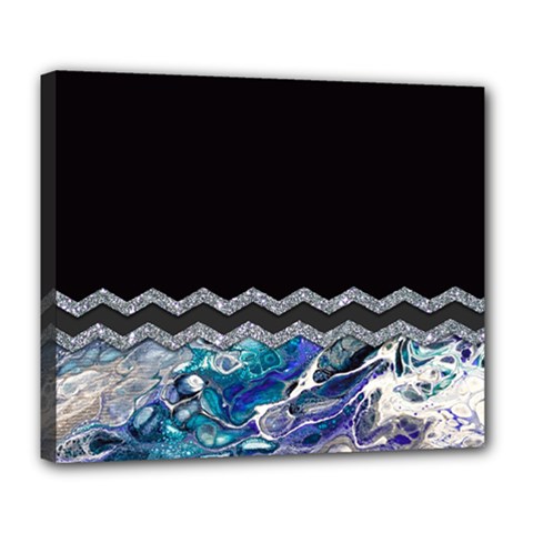 Blue Ocean Minimal Liquid Painting Deluxe Canvas 24  X 20  (stretched)