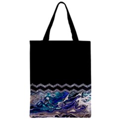 Blue Ocean Minimal Liquid Painting Zipper Classic Tote Bag by gloriasanchez