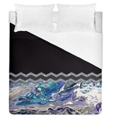 Blue Ocean Minimal Liquid Painting Duvet Cover (queen Size) by gloriasanchez