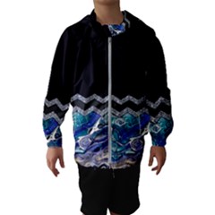 Blue Ocean Minimal Liquid Painting Kids  Hooded Windbreaker