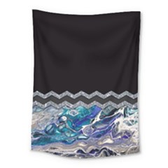 Blue Ocean Minimal Liquid Painting Medium Tapestry