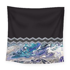 Blue Ocean Minimal Liquid Painting Square Tapestry (large)