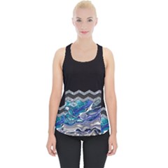 Blue Ocean Minimal Liquid Painting Piece Up Tank Top