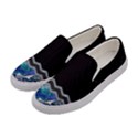 Blue Ocean Minimal Liquid Painting Women s Canvas Slip Ons View2