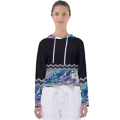 Blue Ocean Minimal Liquid Painting Women s Slouchy Sweat