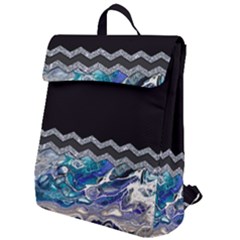 Blue Ocean Minimal Liquid Painting Flap Top Backpack