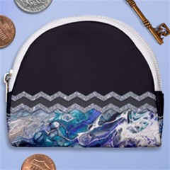 Blue Ocean Minimal Liquid Painting Horseshoe Style Canvas Pouch by gloriasanchez