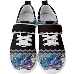 Blue Ocean Minimal Liquid Painting Men s Velcro Strap Shoes by gloriasanchez