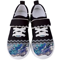 Blue Ocean Minimal Liquid Painting Women s Velcro Strap Shoes by gloriasanchez