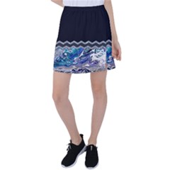 Blue Ocean Minimal Liquid Painting Tennis Skirt by gloriasanchez