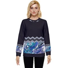 Blue Ocean Minimal Liquid Painting Two Sleeve Tee With Pocket