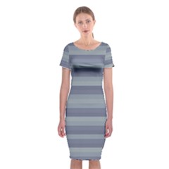 Linear Cold Print Design Classic Short Sleeve Midi Dress