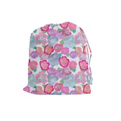 Bright, Joyful Flowers Drawstring Pouch (large) by SychEva