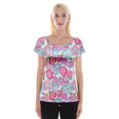 Bright, Joyful Flowers Cap Sleeve Top by SychEva