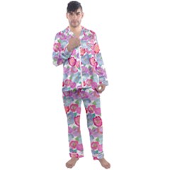 Bright, Joyful Flowers Men s Long Sleeve Satin Pajamas Set by SychEva