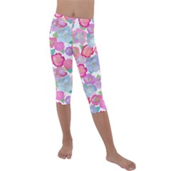 Bright, Joyful Flowers Kids  Lightweight Velour Capri Leggings  by SychEva