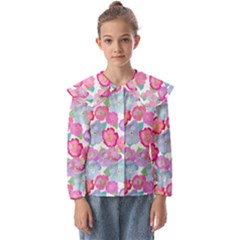 Bright, Joyful Flowers Kids  Peter Pan Collar Blouse by SychEva