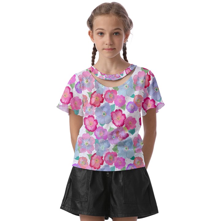 Bright, Joyful Flowers Kids  Front Cut Tee