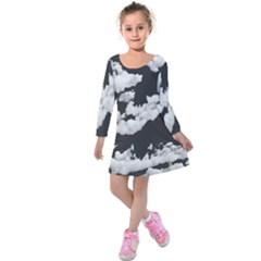 Cumulus Abstract Design Kids  Long Sleeve Velvet Dress by dflcprintsclothing