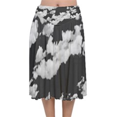 Cumulus Abstract Design Velvet Flared Midi Skirt