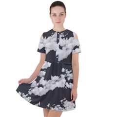 Cumulus Abstract Design Short Sleeve Shoulder Cut Out Dress  by dflcprintsclothing