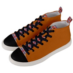 Orange V Plaid Mid-top Canvas Sneakers by MeedsSHOP