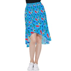 Bird Feathers Frill Hi Low Chiffon Skirt