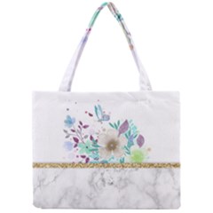 Minimal Gold Floral Marble Mini Tote Bag by gloriasanchez