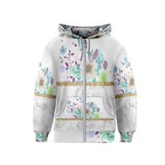 Minimal Gold Floral Marble Kids  Zipper Hoodie