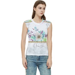 Minimal Gold Floral Marble Women s Raglan Cap Sleeve Tee