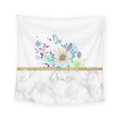 Minimal Gold Floral Marble Square Tapestry (small) by gloriasanchez