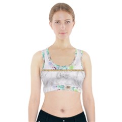 Minimal Gold Floral Marble Sports Bra With Pocket by gloriasanchez