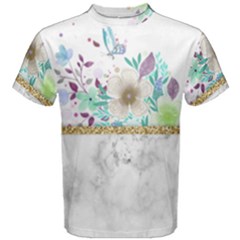 Minimal Gold Floral Marble Men s Cotton Tee by gloriasanchez