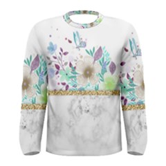 Minimal Gold Floral Marble Men s Long Sleeve Tee