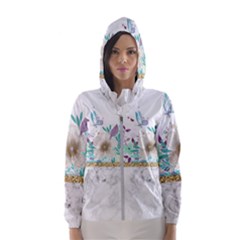 Minimal Gold Floral Marble Women s Hooded Windbreaker