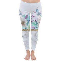 Minimal Gold Floral Marble Classic Winter Leggings