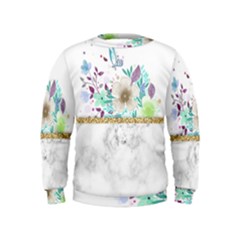 Minimal Gold Floral Marble Kids  Sweatshirt