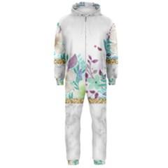 Minimal Gold Floral Marble Hooded Jumpsuit (men) 