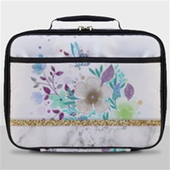 Minimal Gold Floral Marble Full Print Lunch Bag by gloriasanchez