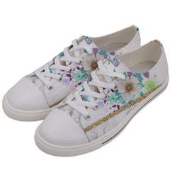 Minimal Gold Floral Marble Men s Low Top Canvas Sneakers