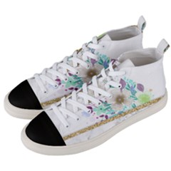 Minimal Gold Floral Marble Men s Mid-top Canvas Sneakers by gloriasanchez