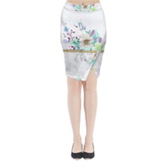 Minimal Gold Floral Marble Midi Wrap Pencil Skirt by gloriasanchez