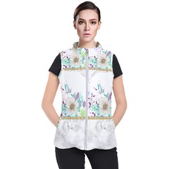 Minimal Gold Floral Marble Women s Puffer Vest