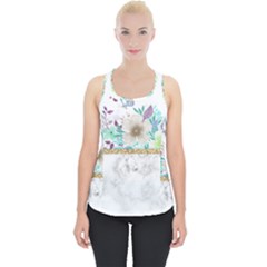 Minimal Gold Floral Marble Piece Up Tank Top by gloriasanchez